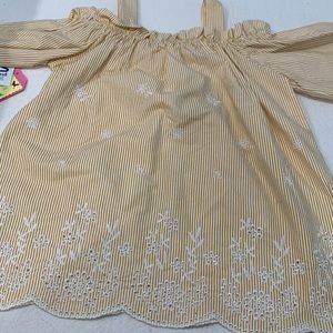 Ross Yellow and White Flower Cold Shoulder Top